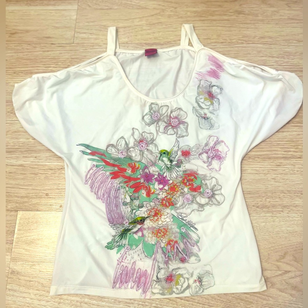 Save the Queen open shoulder top in size S